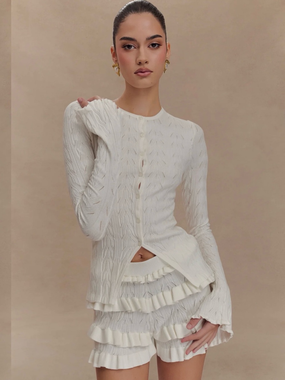Meshki Cardigan and Shorts Set